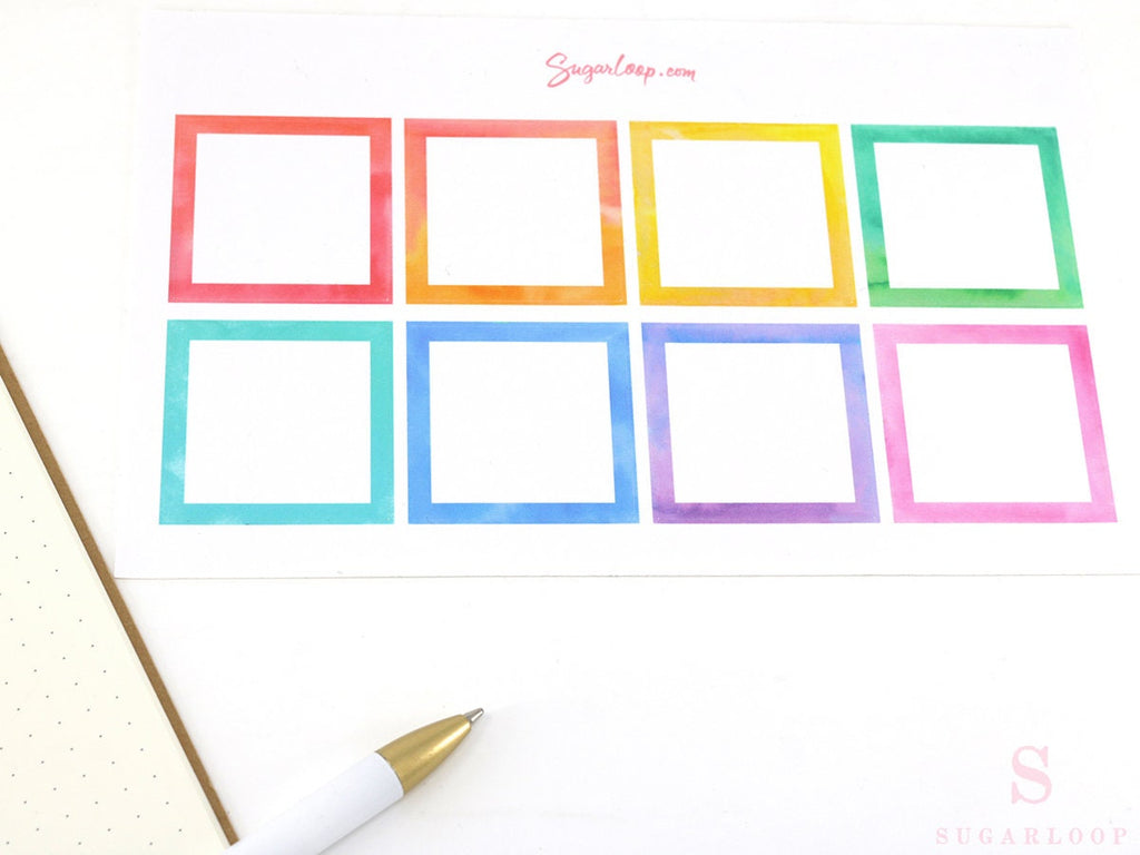 Square Checklist Bujo Planner Stickers: 1.5in (38 mm)