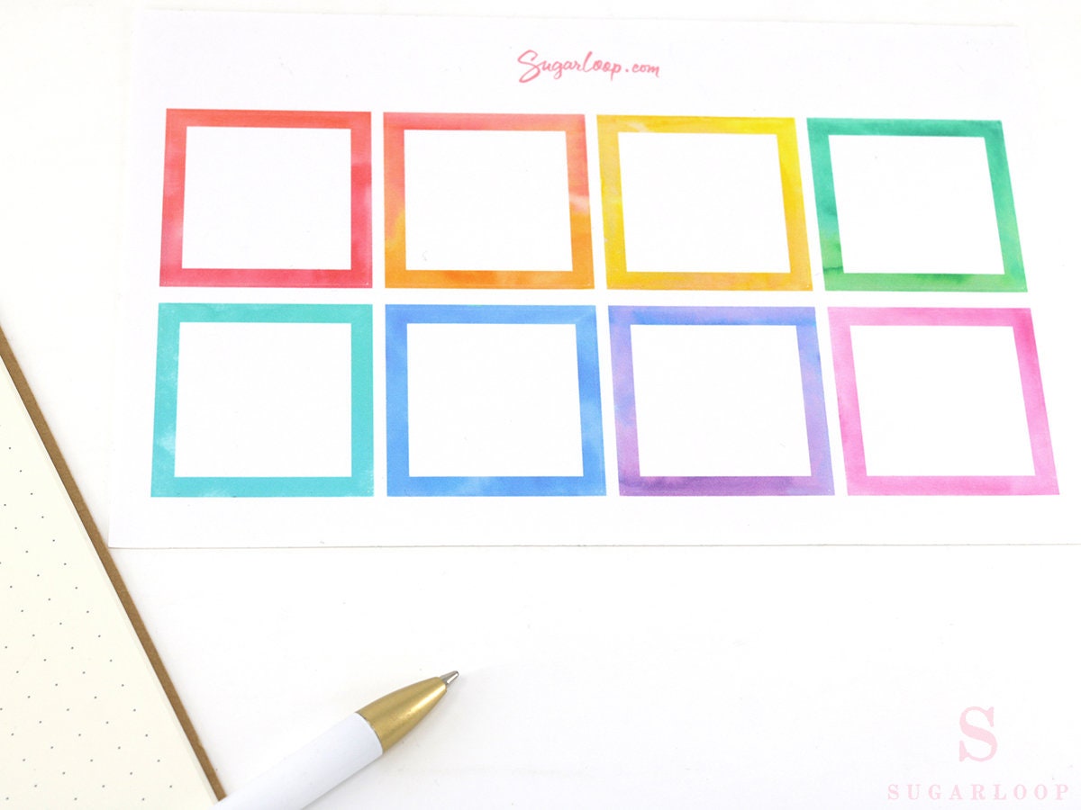 Square Checklist Bujo Planner Stickers: 1.5in (38 mm)