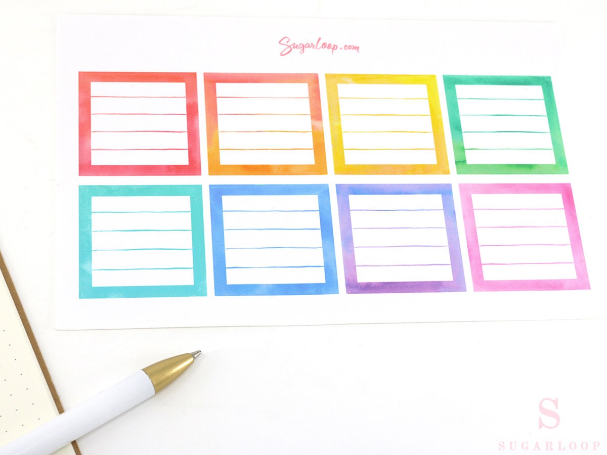 Square Checklist Bujo Planner Stickers: 1.5in (38 mm)