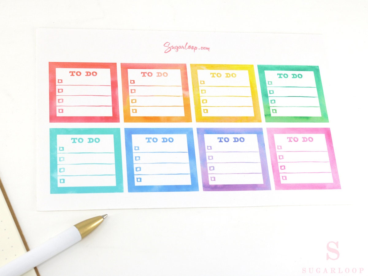 Square Checklist Bujo Planner Stickers: 1.5in (38 mm)