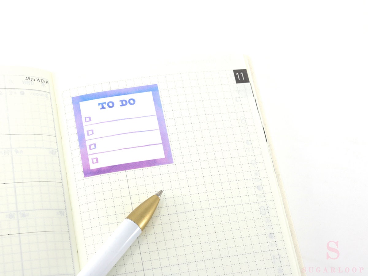 Square Checklist Bujo Planner Stickers: 1.5in (38 mm)