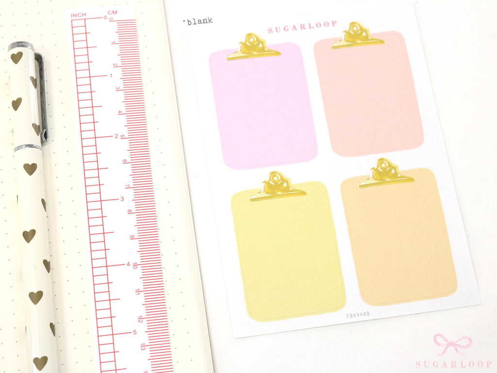 Full Box Clipboard Style Bujo Planner Stickers: Lined Checklist Blank