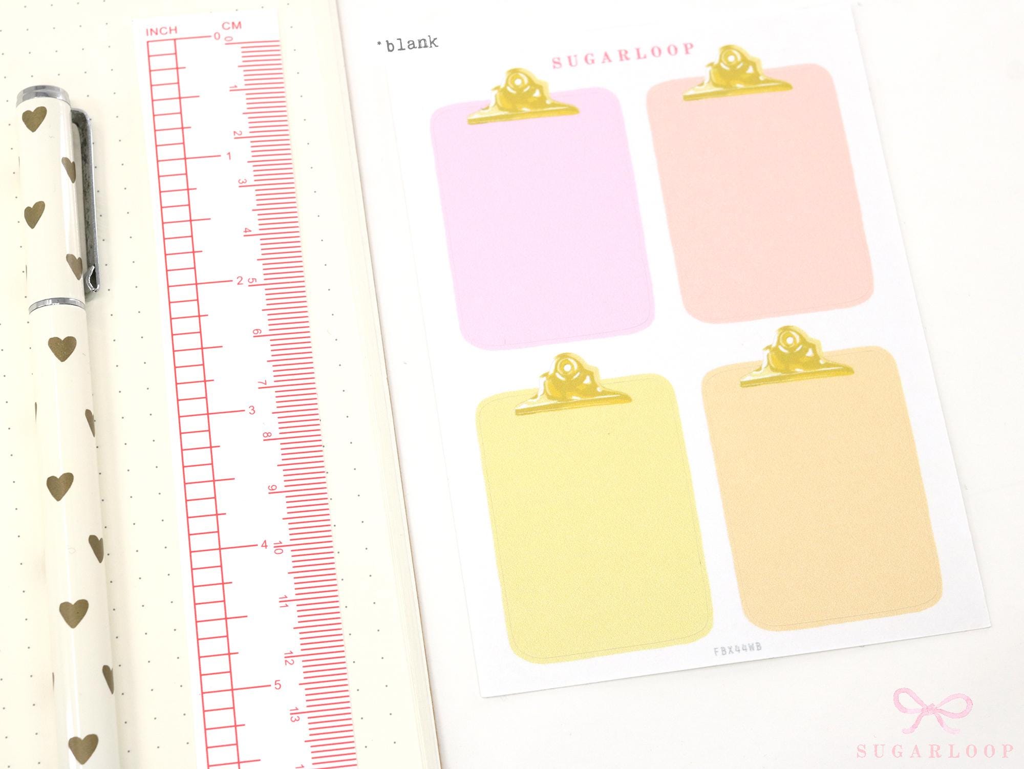 Full Box Clipboard Style Bujo Planner Stickers: Lined Checklist Blank