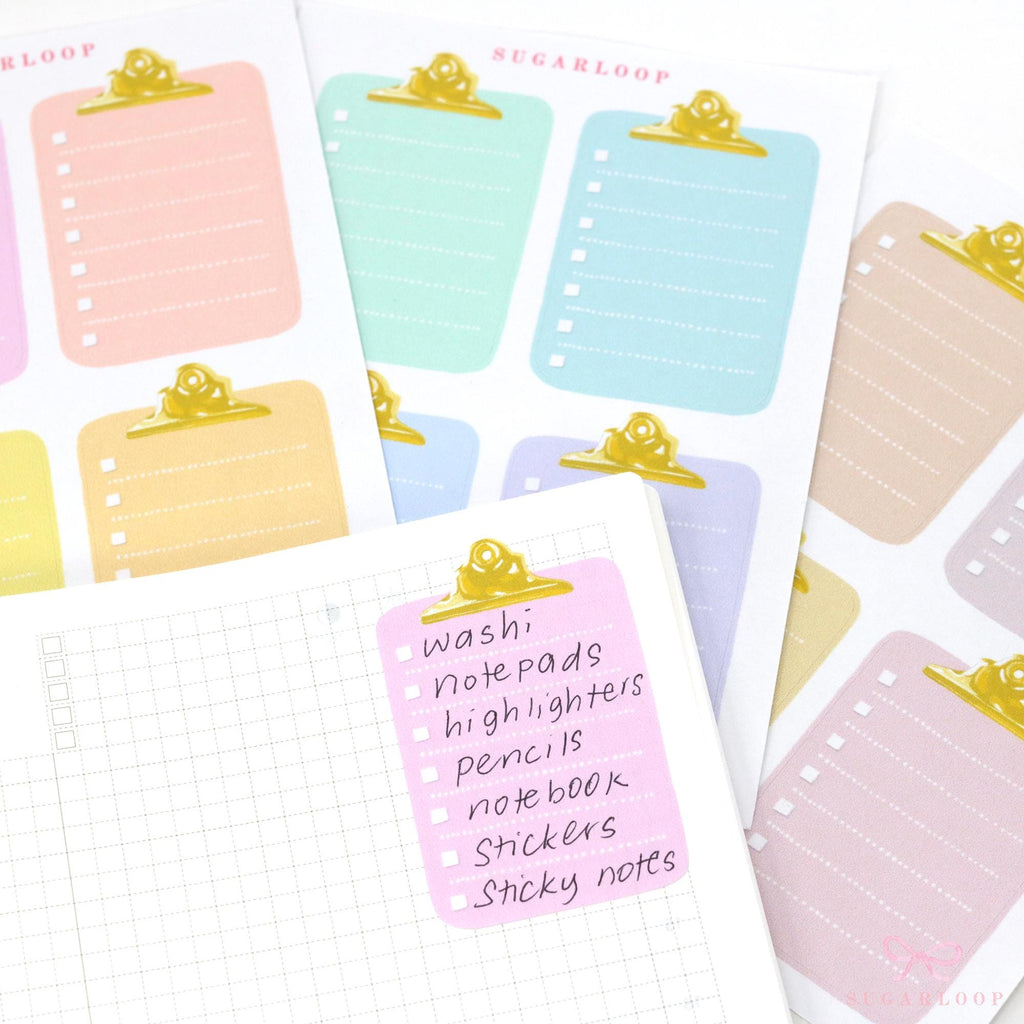 Full Box Clipboard Style Bujo Planner Stickers: Lined Checklist Blank