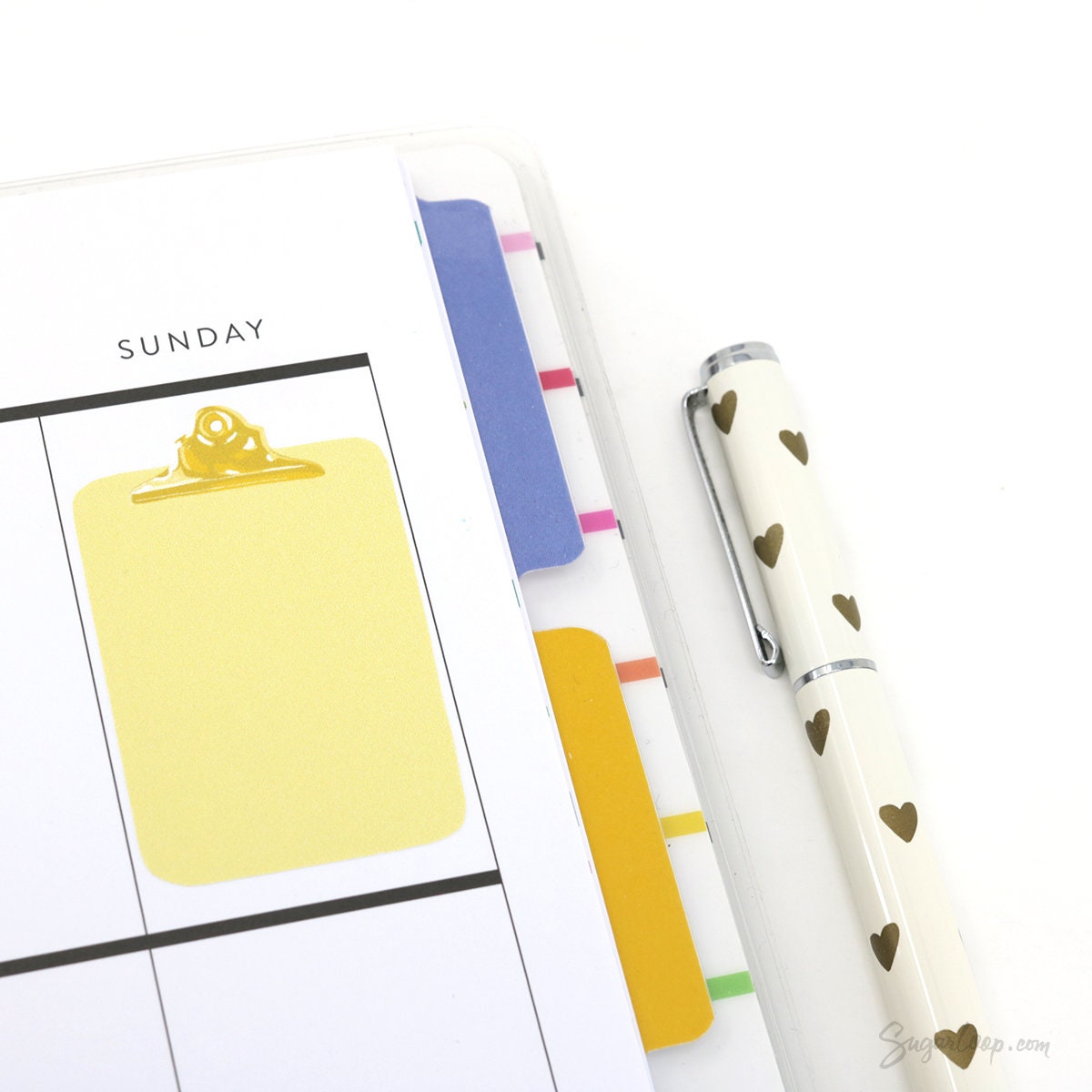 Full Box Clipboard Style Bujo Planner Stickers: Lined Checklist Blank