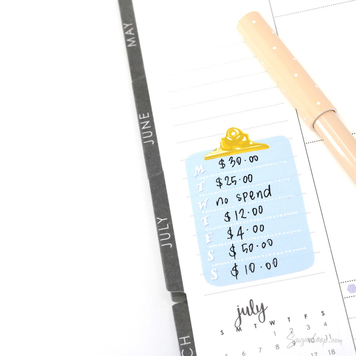 Full Box Clipboard Style Bujo Planner Stickers: Lined Checklist Blank