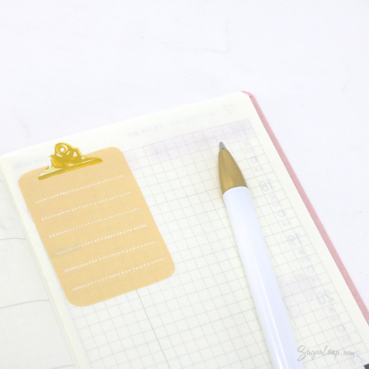 Full Box Clipboard Style Bujo Planner Stickers: Lined Checklist Blank