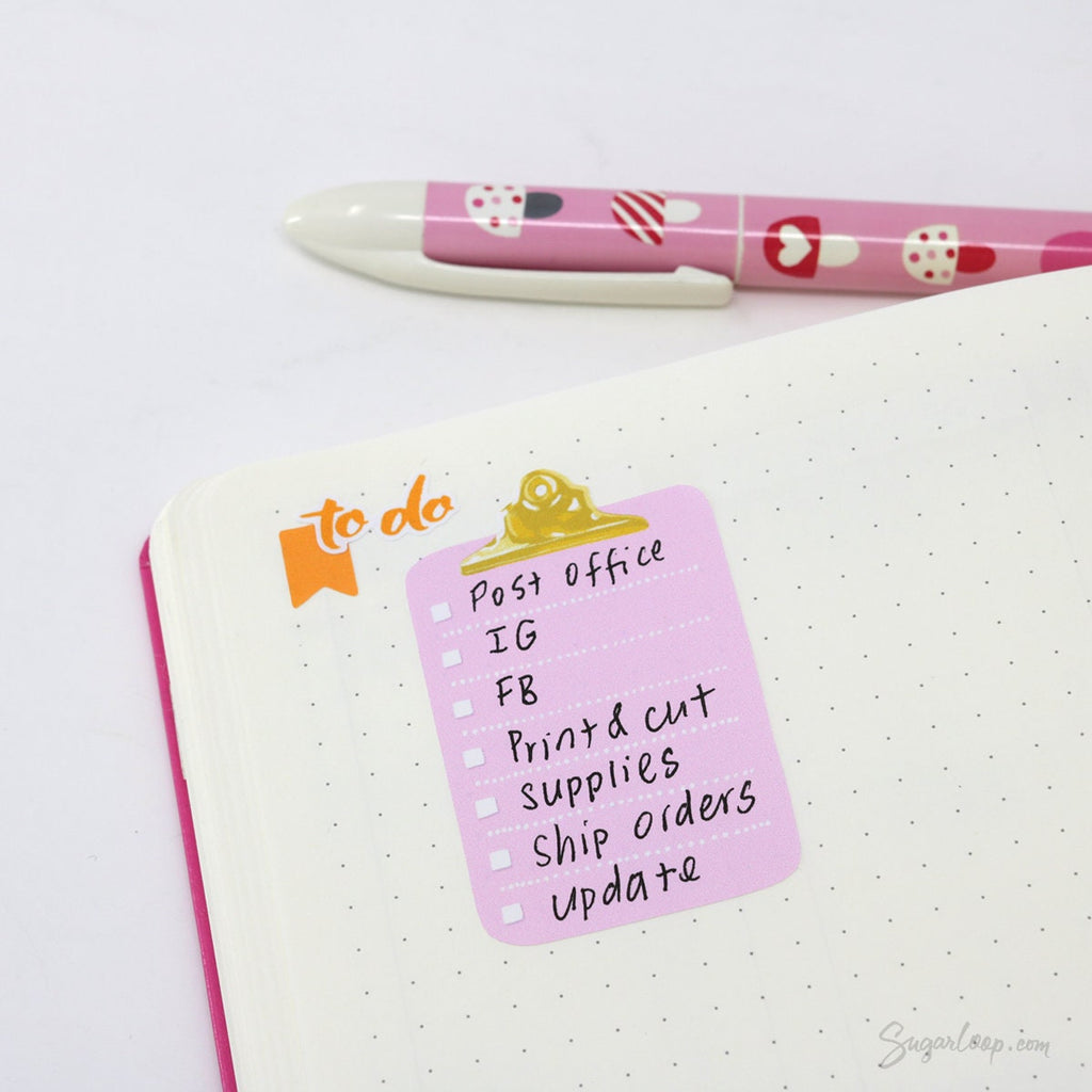Full Box Clipboard Style Bujo Planner Stickers: Lined Checklist Blank