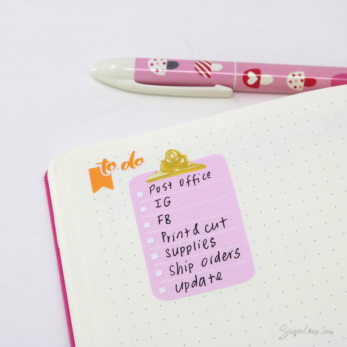 Full Box Clipboard Style Bujo Planner Stickers: Lined Checklist Blank