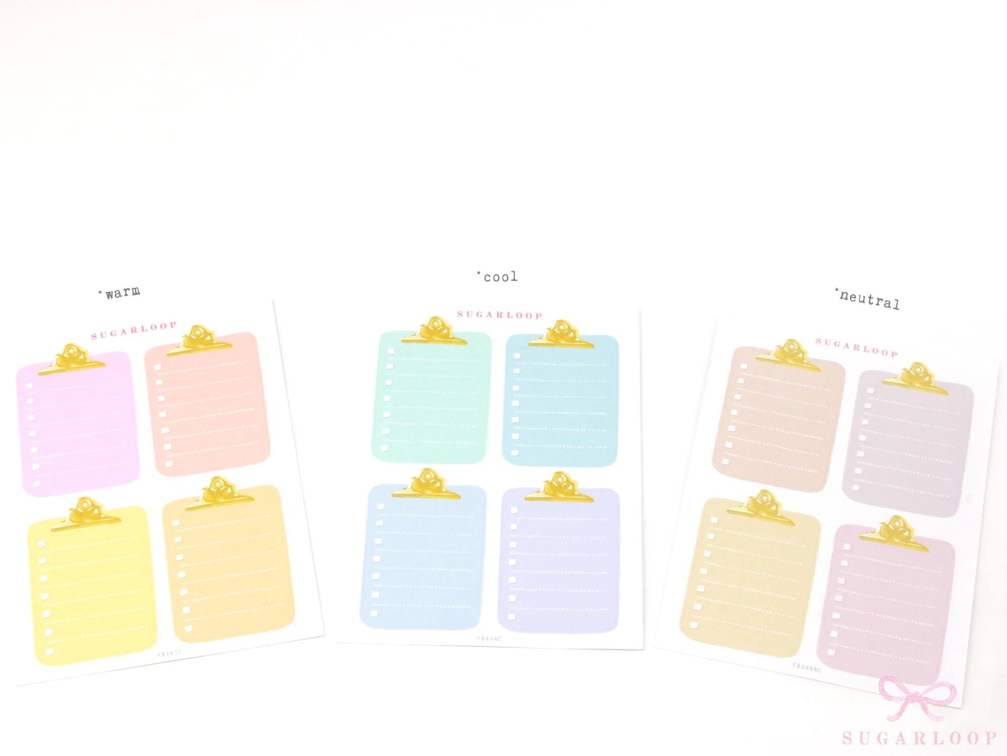 Full Box Clipboard Style Bujo Planner Stickers: Lined Checklist Blank