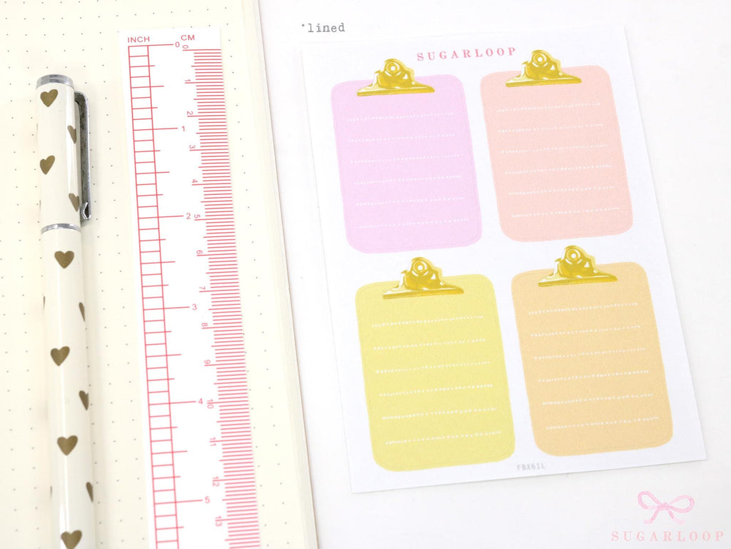 Full Box Clipboard Style Bujo Planner Stickers: Lined Checklist Blank
