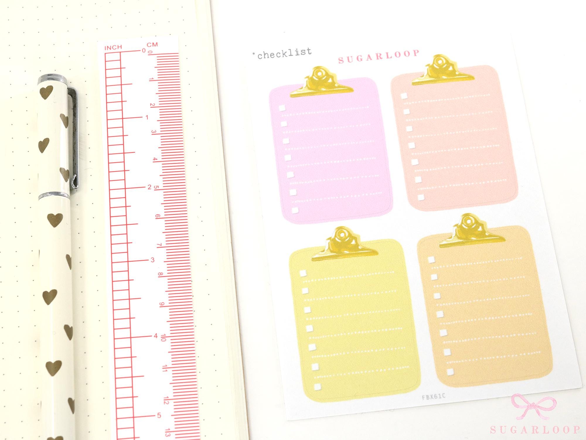 Full Box Clipboard Style Bujo Planner Stickers: Lined Checklist Blank