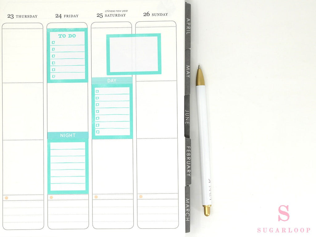 Full Box Checklist Bujo Planner Stickers: 8 Watercolors