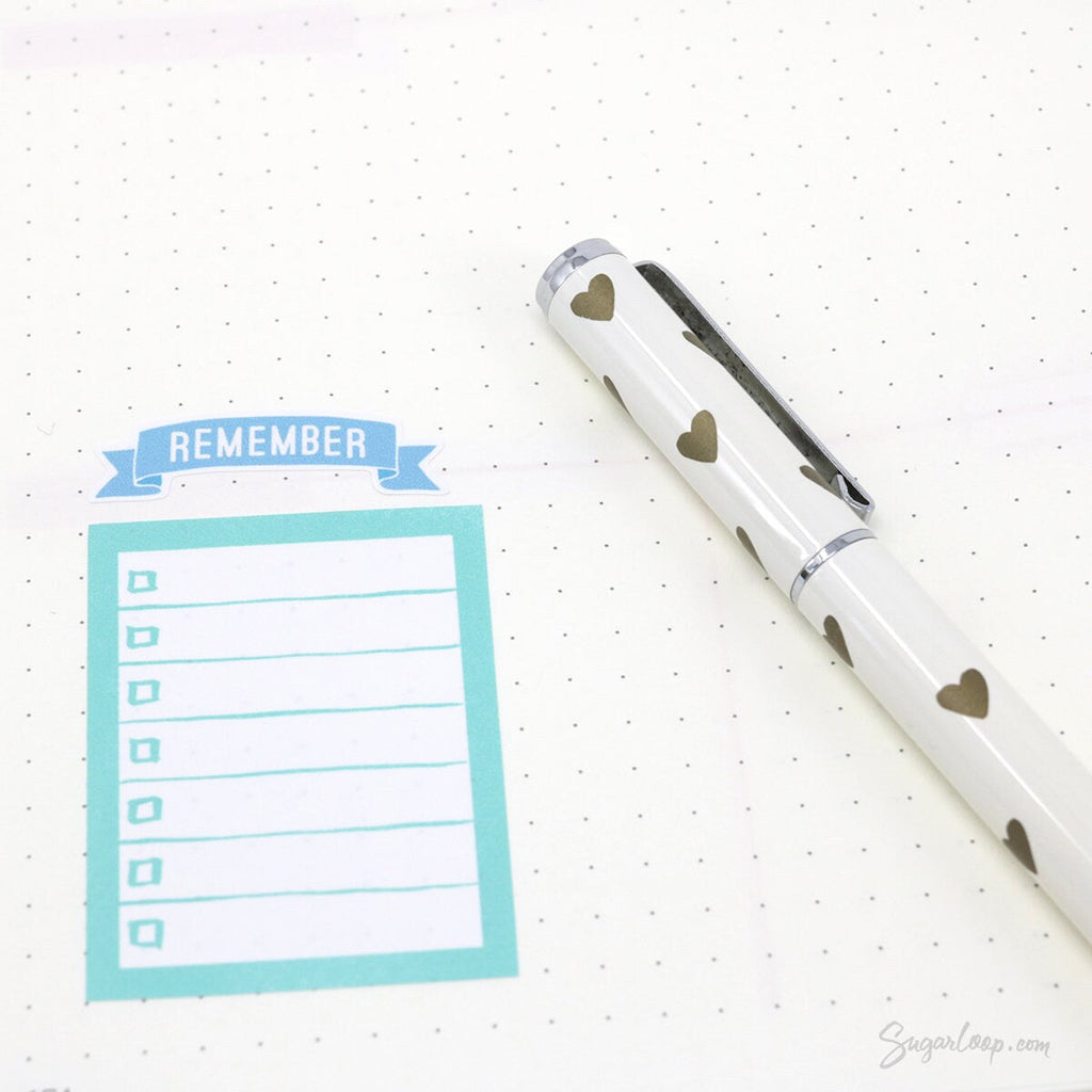 Full Box Checklist Bujo Planner Stickers: 8 Watercolors