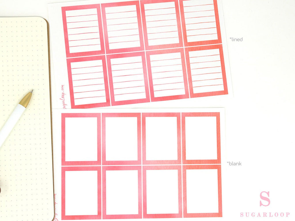 Full Box Checklist Bujo Planner Stickers: 8 Watercolors