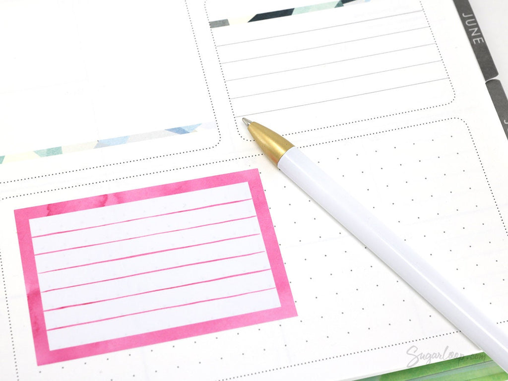 Wide Full Box LIned Bujo Planner Stickers: 3in (76 mm) Wide
