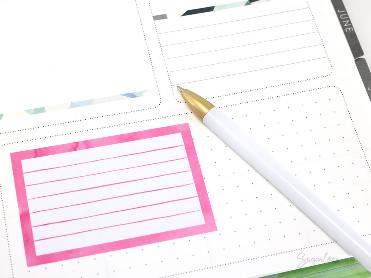 Wide Full Box LIned Bujo Planner Stickers: 3in (76 mm) Wide