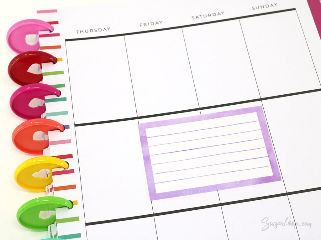 Wide Full Box LIned Bujo Planner Stickers: 3in (76 mm) Wide