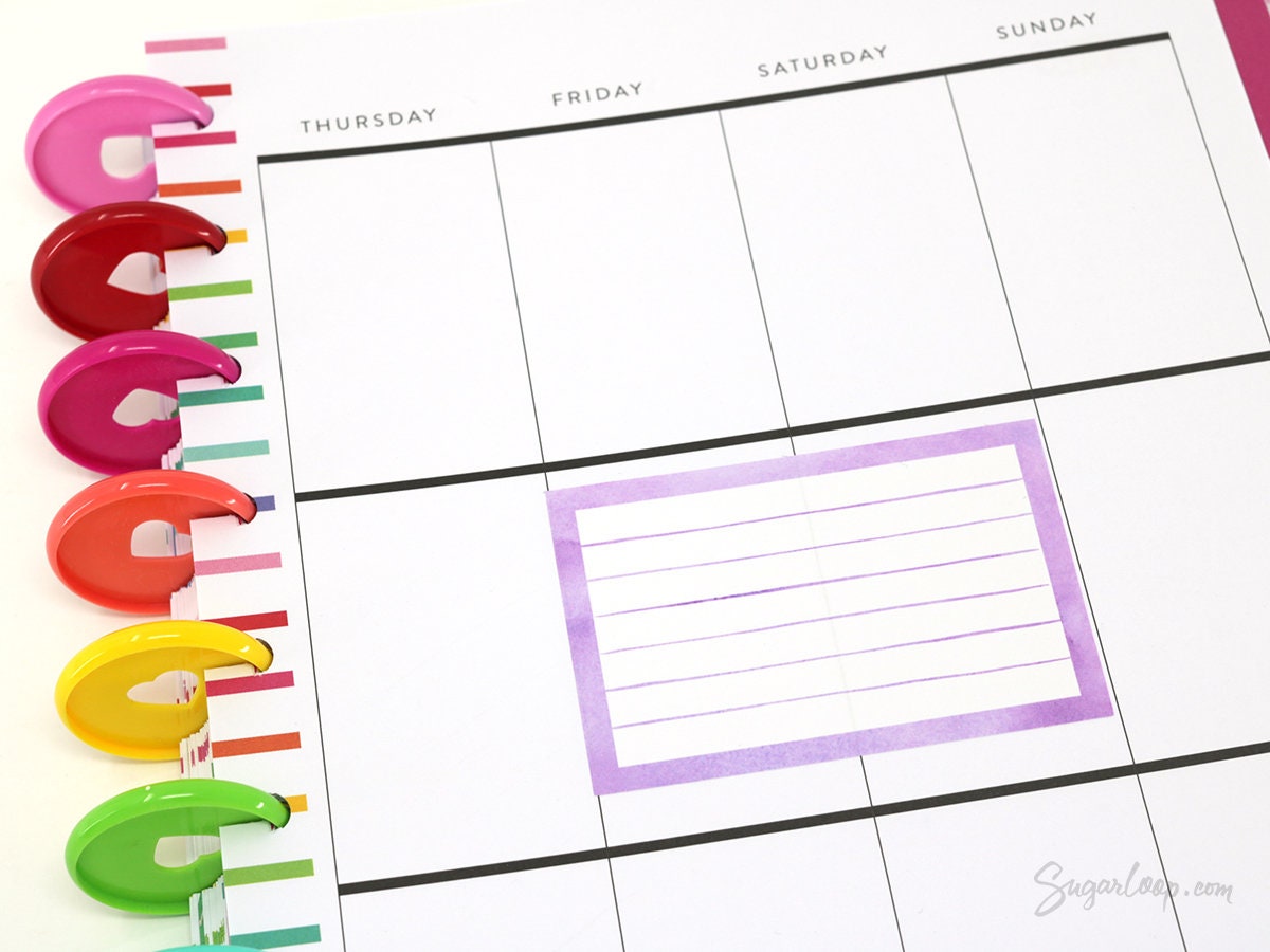 Wide Full Box LIned Bujo Planner Stickers: 3in (76 mm) Wide