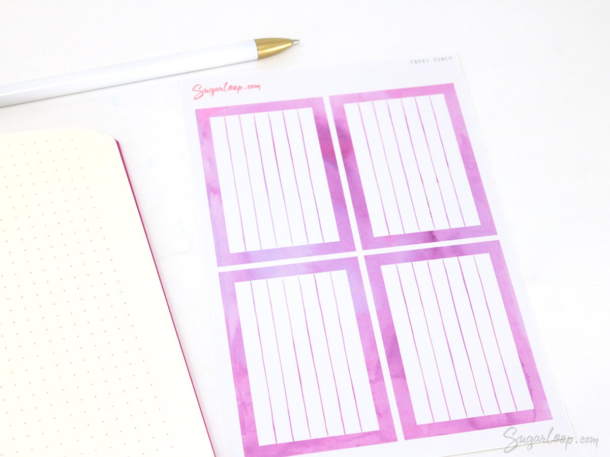 Wide Full Box LIned Bujo Planner Stickers: 3in (76 mm) Wide