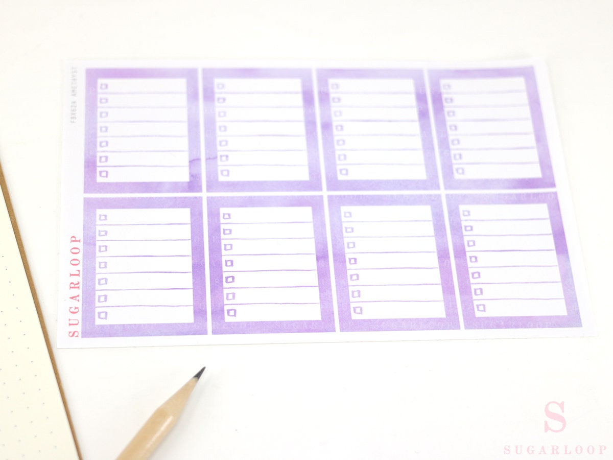 Full Box Checklist Bujo Planner Stickers: 27 Watercolors