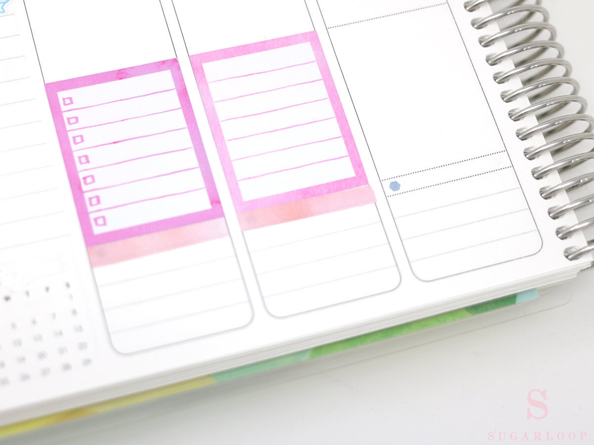 Full Box Checklist Bujo Planner Stickers: 27 Watercolors