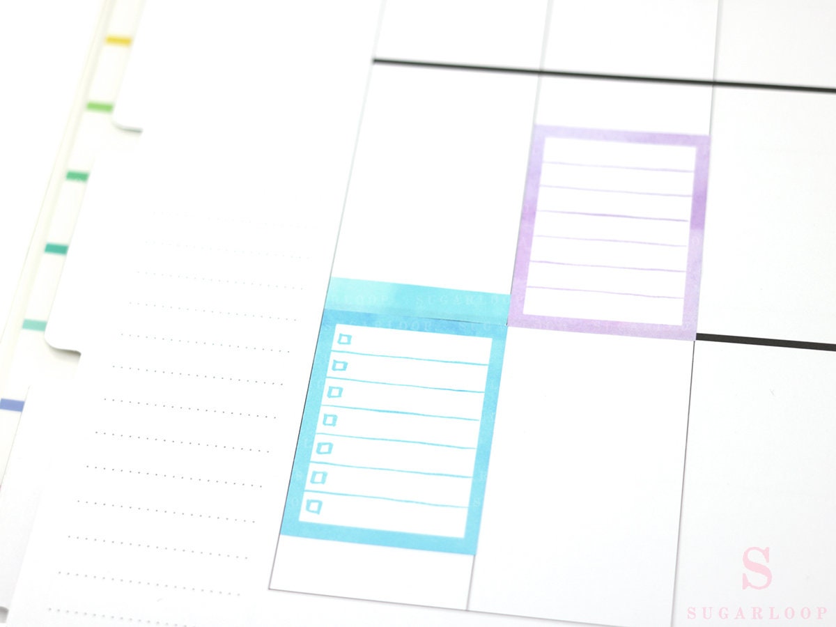 Full Box Checklist Bujo Planner Stickers: 27 Watercolors