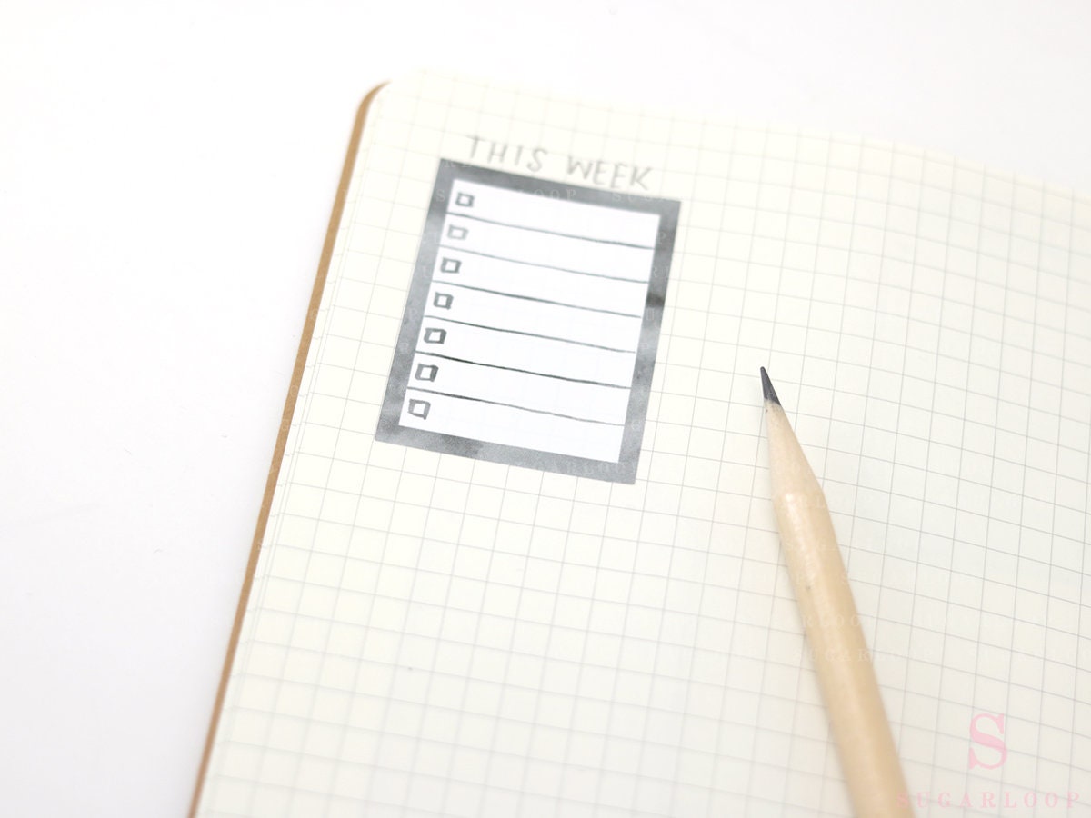 Full Box Checklist Bujo Planner Stickers: 27 Watercolors