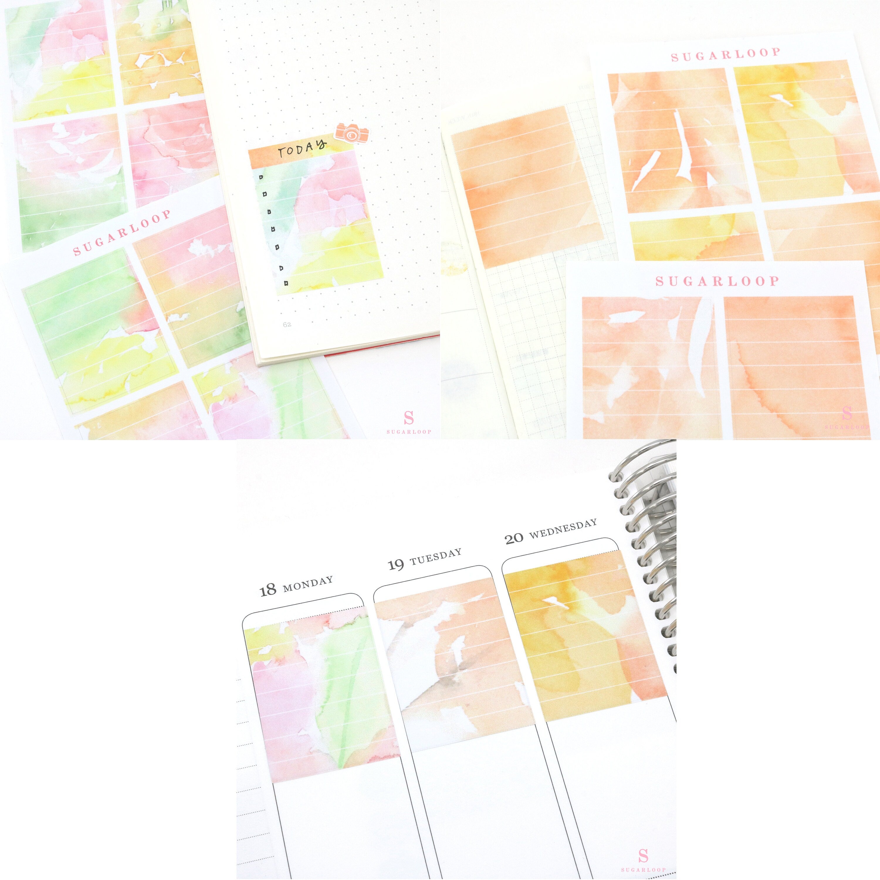 Full Boxes Lined Checklist Bujo Planner Stickers: Various Colors