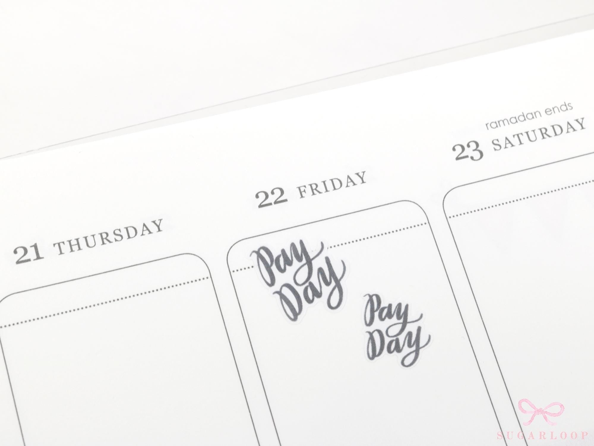 Pay Day Script Bujo Planner Stickers: Neutral