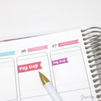 Pay Day Brush Script Banner Flags Icons for Planners & Journals: Rainbow