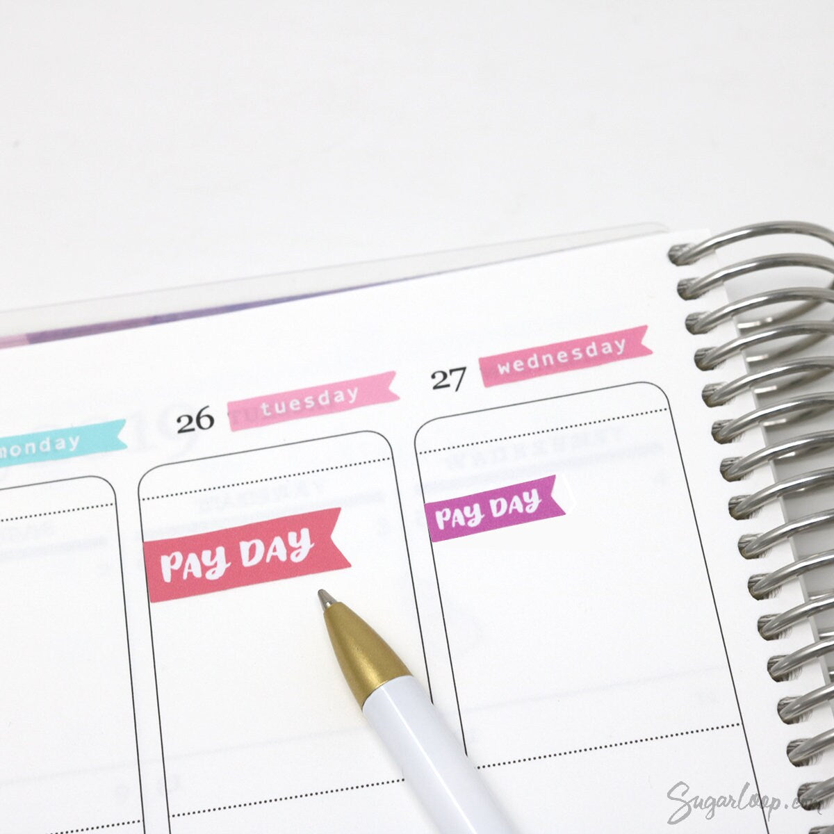 Pay Day Brush Script Banner Flags Icons for Planners & Journals: Rainbow
