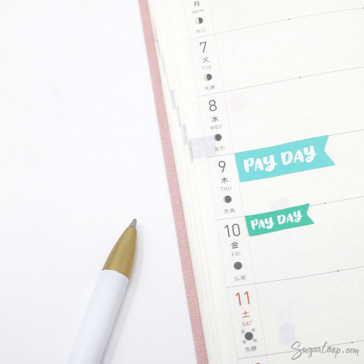 Pay Day Brush Script Banner Flags Icons for Planners & Journals: Rainbow