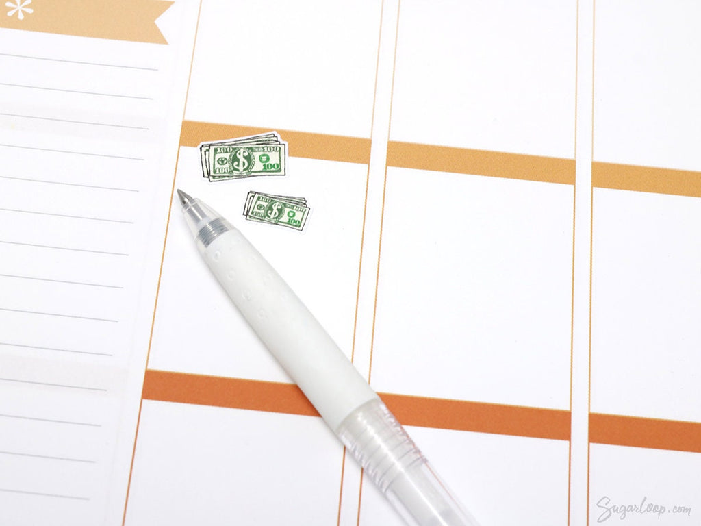 Payday Greenback Planner Stickers - Handmade & Eco Paper