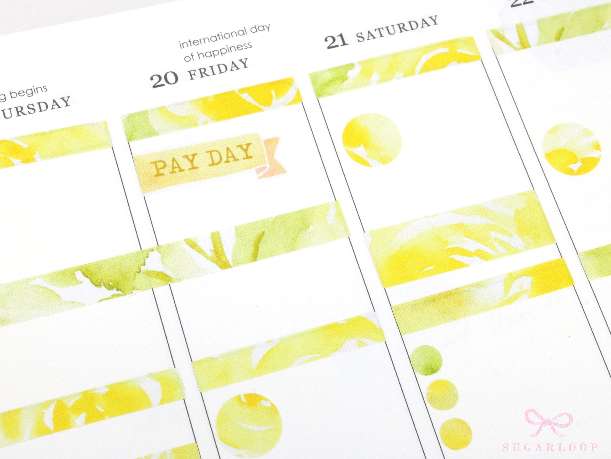 Watercolor Pastel Pay Day Banner Bujo Journal Planner Stickers