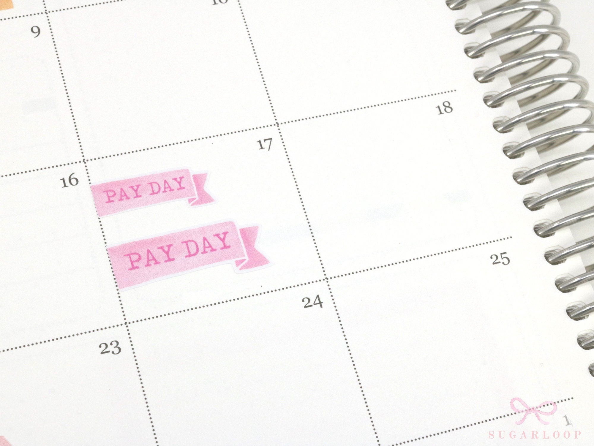 Watercolor Pastel Pay Day Banner Bujo Journal Planner Stickers