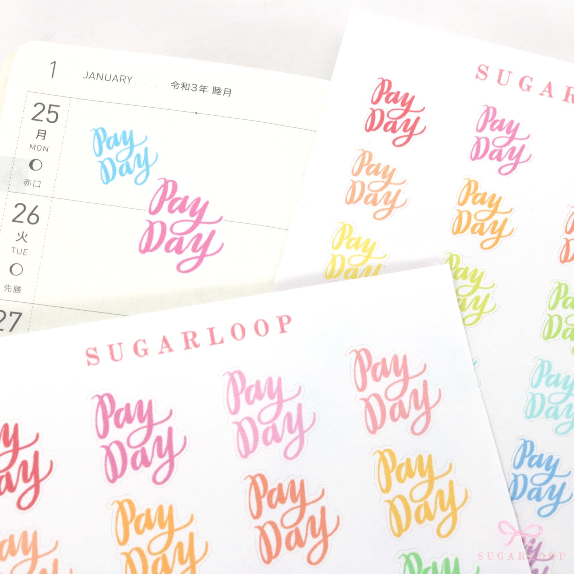 Payday Script Bujo Planner Stickers: Rainbow
