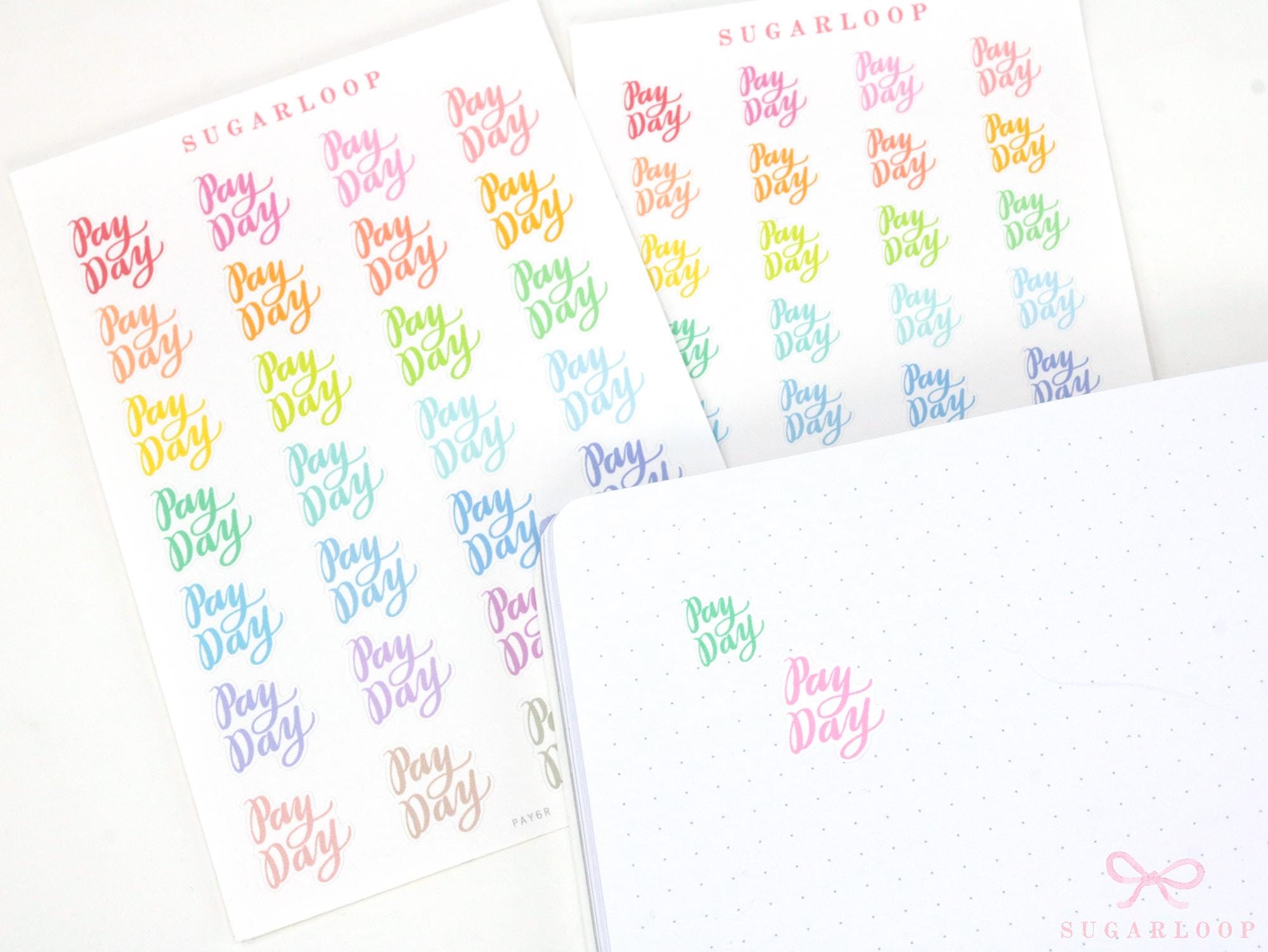Payday Script Bujo Planner Stickers: Rainbow
