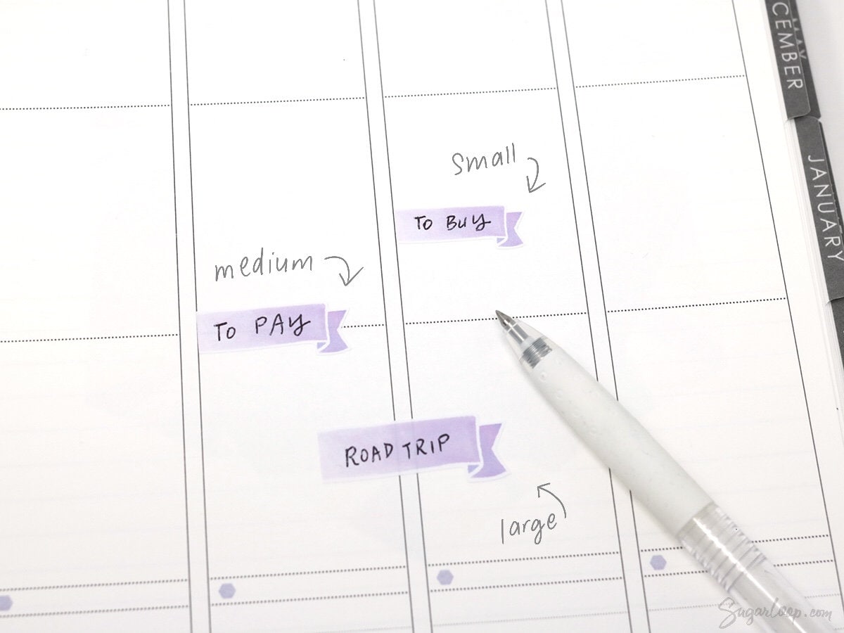 Watercolor Header Banner Flag Stickers for Journals & Planners: Pastel