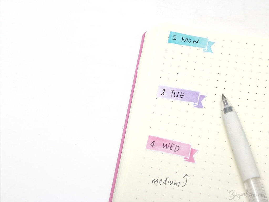 Watercolor Header Banner Flag Stickers for Journals & Planners: Pastel