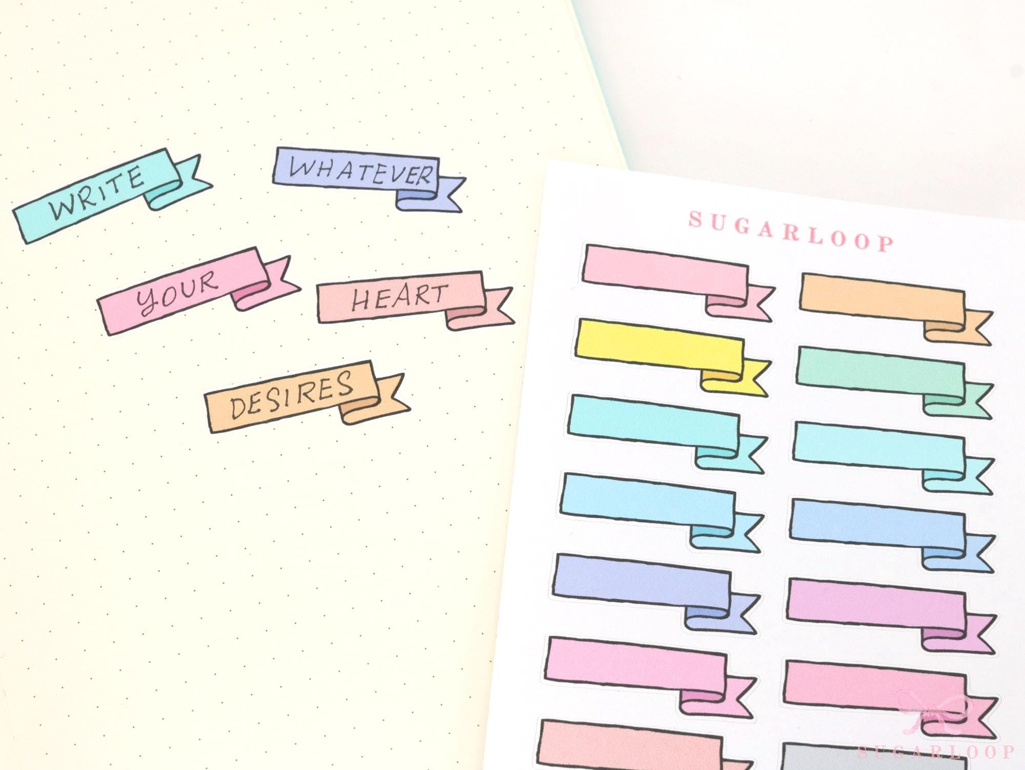 Banner Flag Bujo Planner Stickers: 1.5in (38 mm)