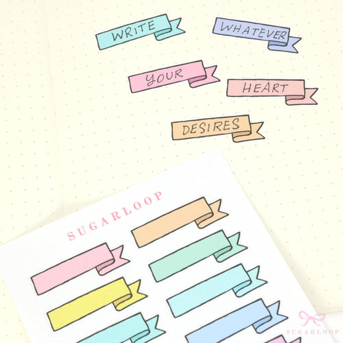 Banner Flag Bujo Planner Stickers: 1.5in (38 mm)