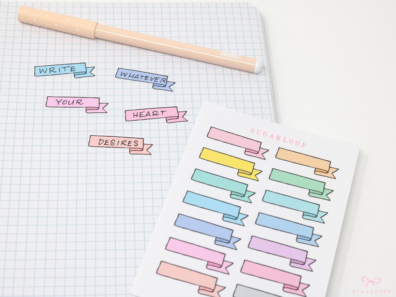 Banner Flag Bujo Planner Stickers: 1.5in (38 mm)