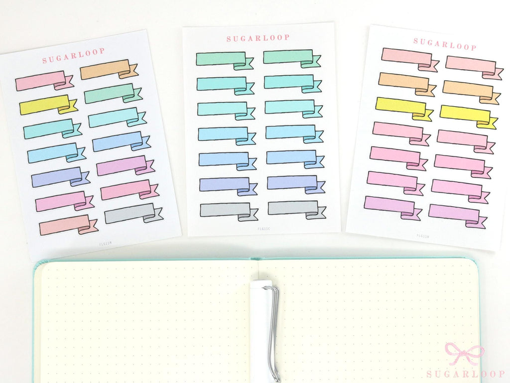 Banner Flag Bujo Planner Stickers: 1.5in (38 mm)