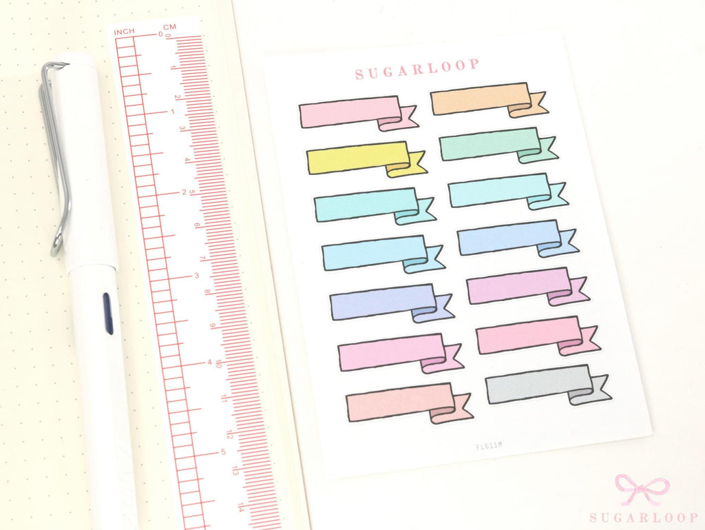 Banner Flag Bujo Planner Stickers: 1.5in (38 mm)