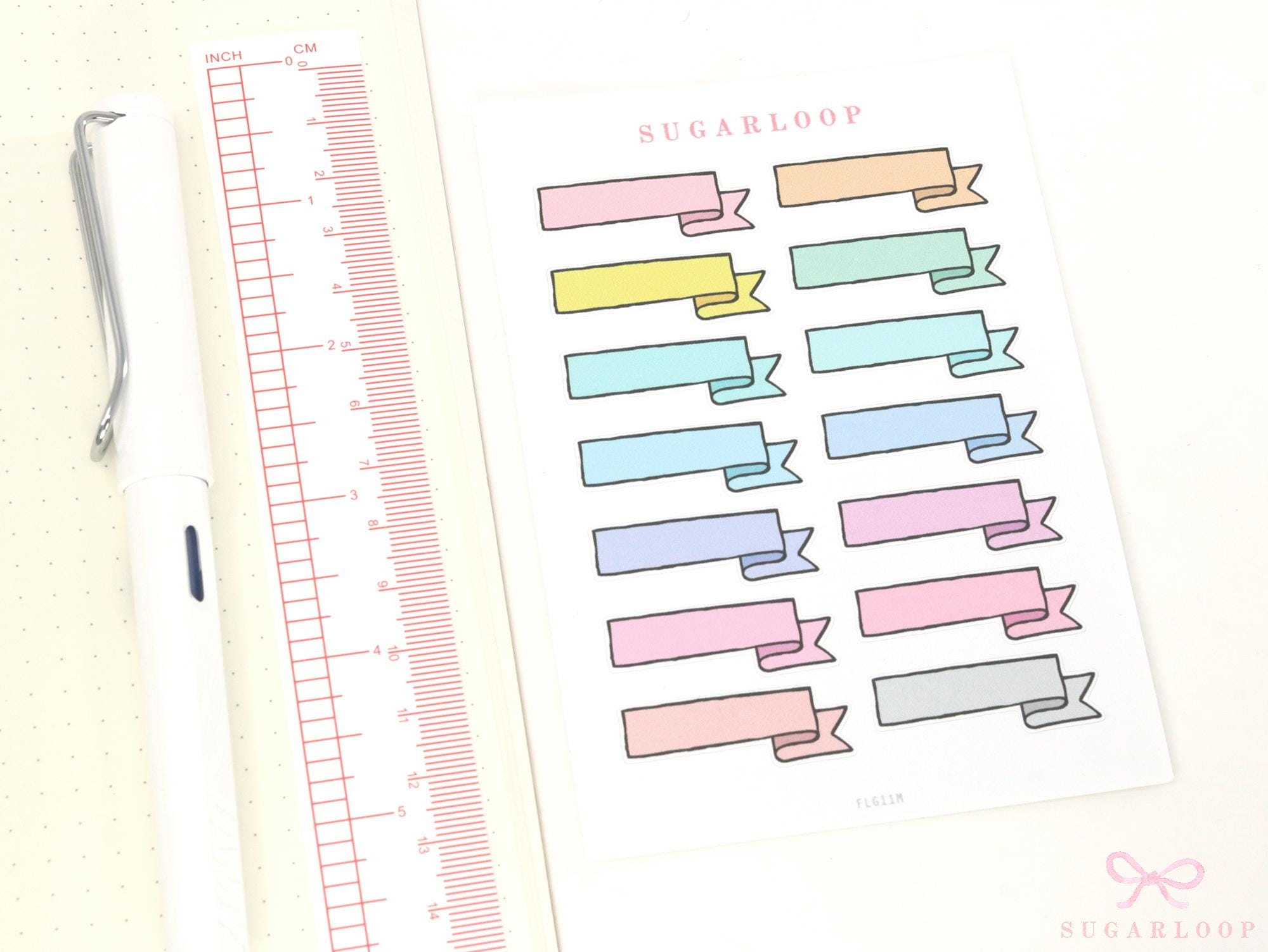 Banner Flag Bujo Planner Stickers: 1.5in (38 mm)