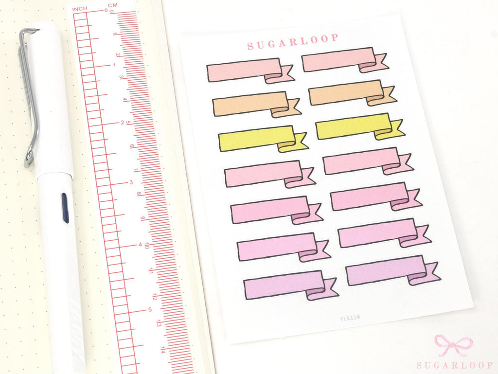Banner Flag Bujo Planner Stickers: 1.5in (38 mm)