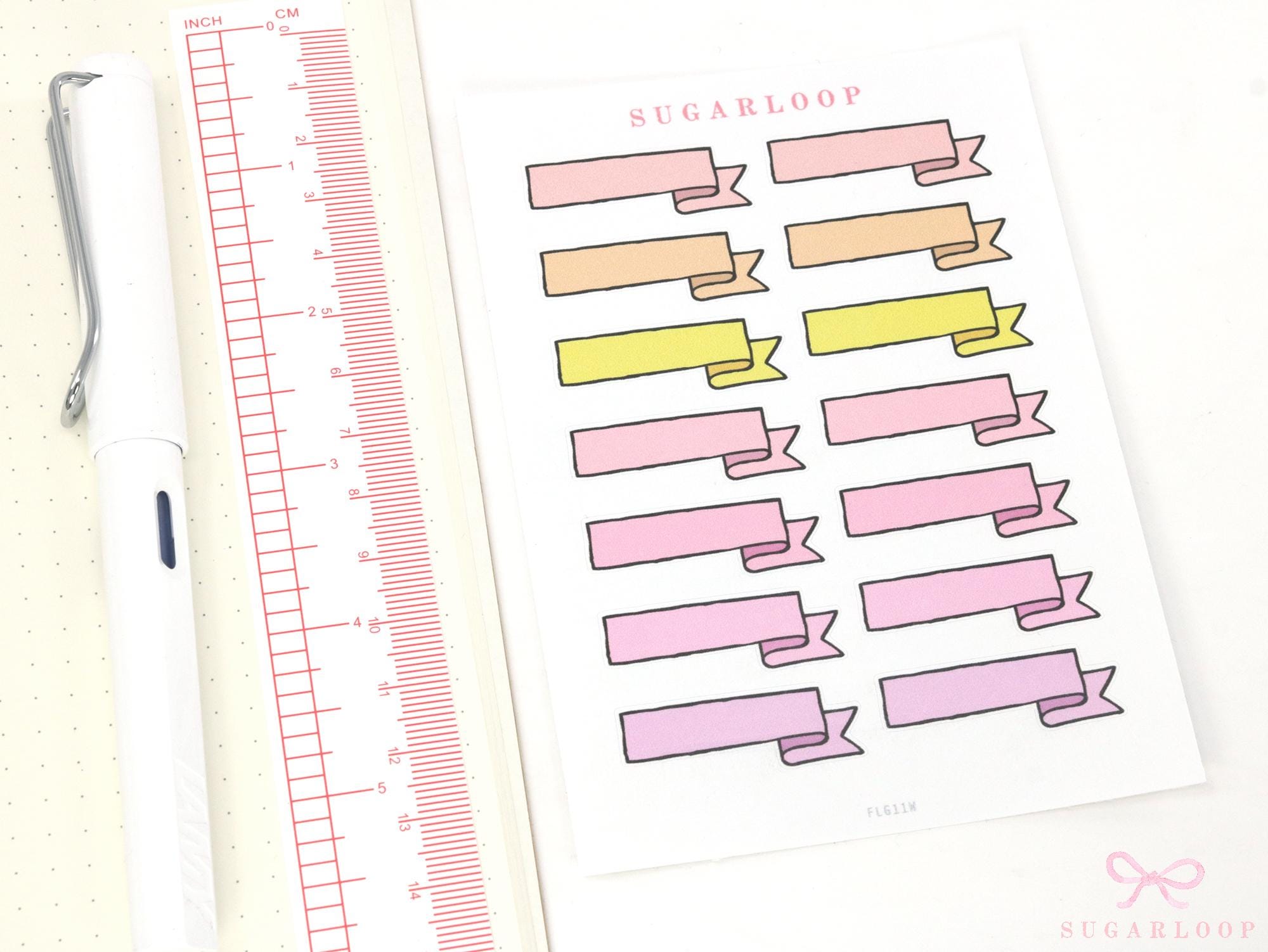 Banner Flag Bujo Planner Stickers: 1.5in (38 mm)