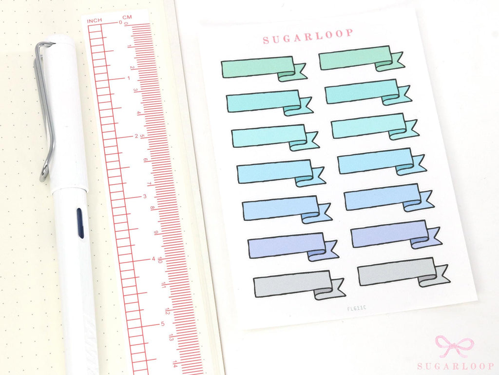 Banner Flag Bujo Planner Stickers: 1.5in (38 mm)