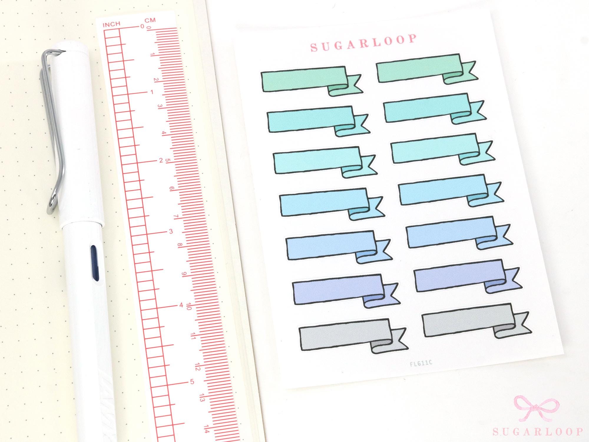 Banner Flag Bujo Planner Stickers: 1.5in (38 mm)